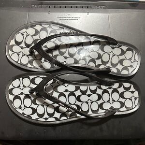 Coach LYRA Women Black and White Sandals Jelly Size 6
